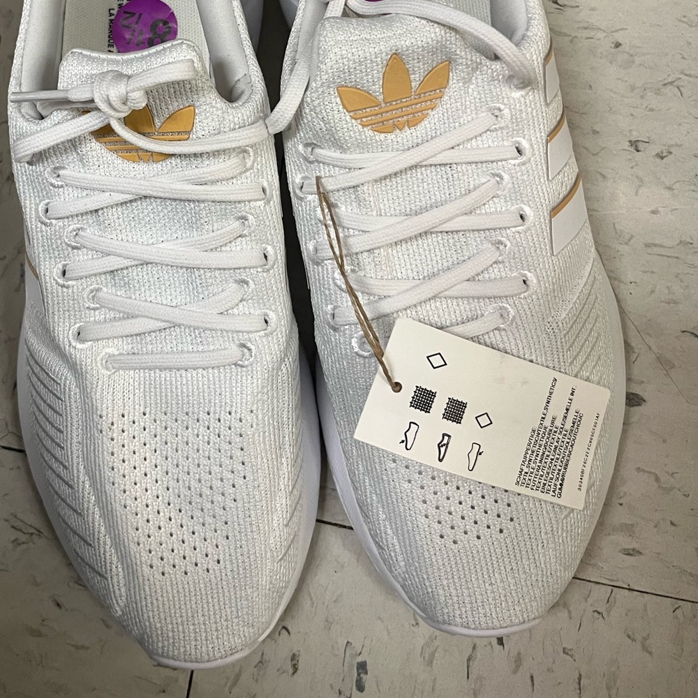 NWT ADIDAS Originals Women's Swift Run 22 Shoes white and gold size 8.5 - Picture 14 of 16
